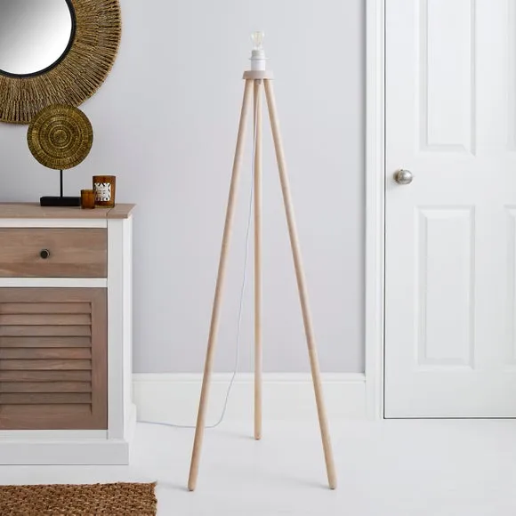 Tripod Floor Lamp Base - Natural, Wood