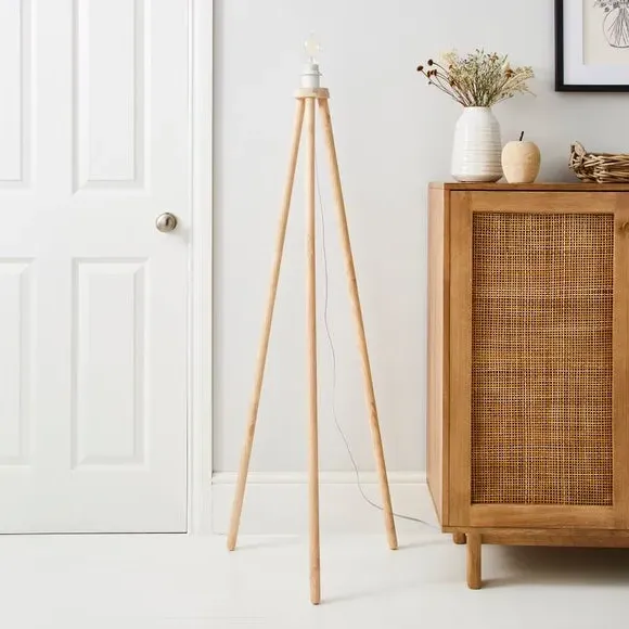 Tripod Floor Lamp Base - Natural, Wood