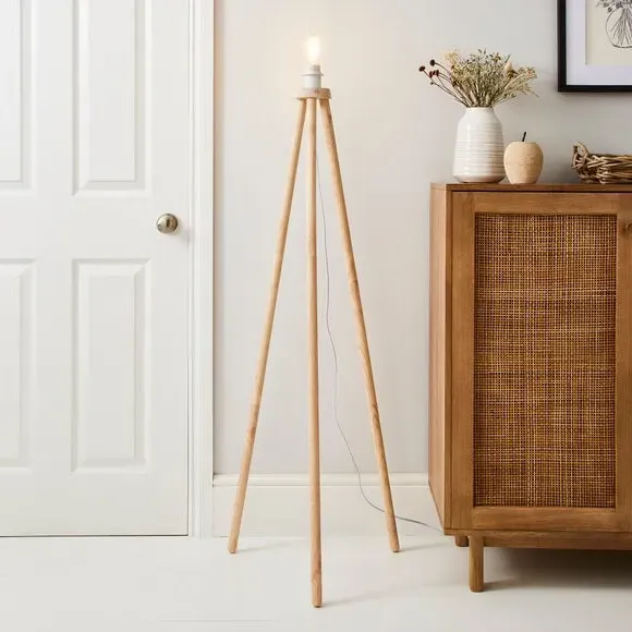 Tripod Floor Lamp Base - Natural, Wood image
