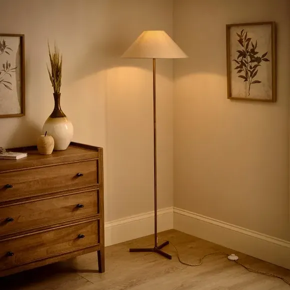 Tripod Floor Lamp Mid Century Style - Gold, Metal