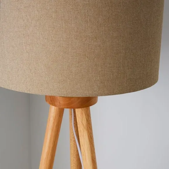 Tripod Floor Lamp with Chunky Legs - Natural Wood