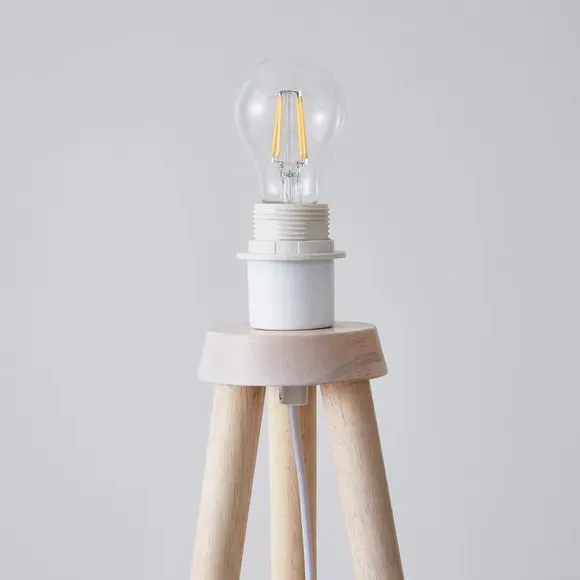 Tripod Floor Lamp with Drum Shade - Natural, Wood