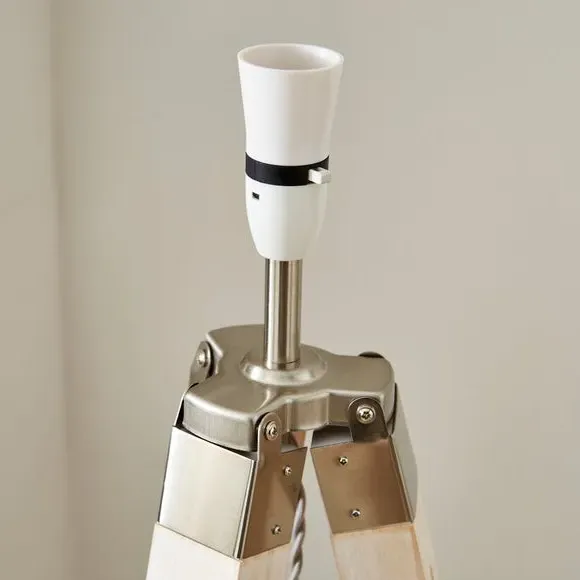 Tripod Floor Lamp with Linen Shade - Light Wood