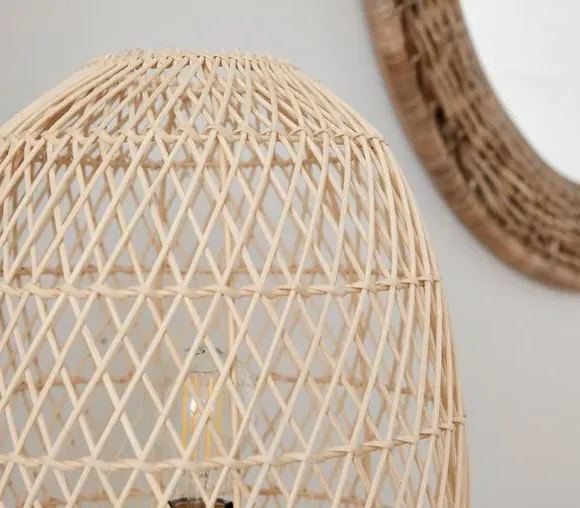 Tripod Floor Lamp with Rattan Shade - Natural