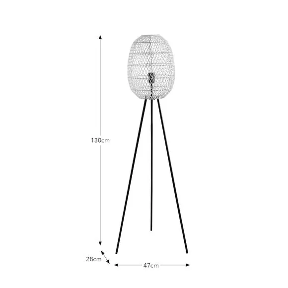 Tripod Floor Lamp with Rattan Shade - Natural
