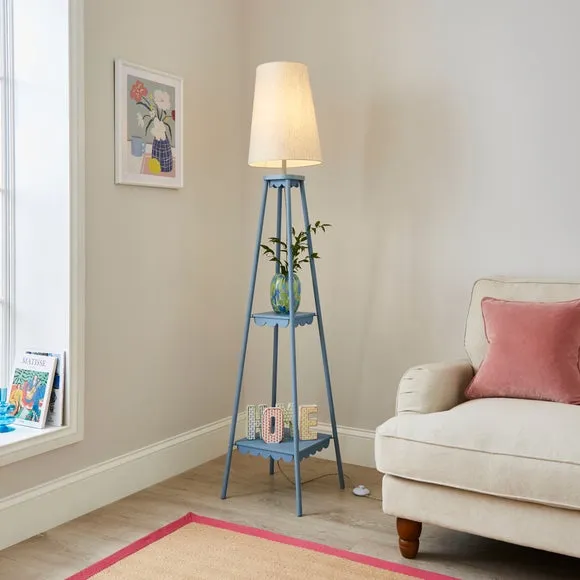 Tripod Floor Lamp with Shelves - Blue, Metal image