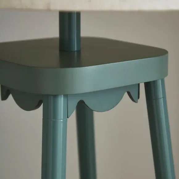 Tripod Floor Lamp with Shelves - Green, Metal