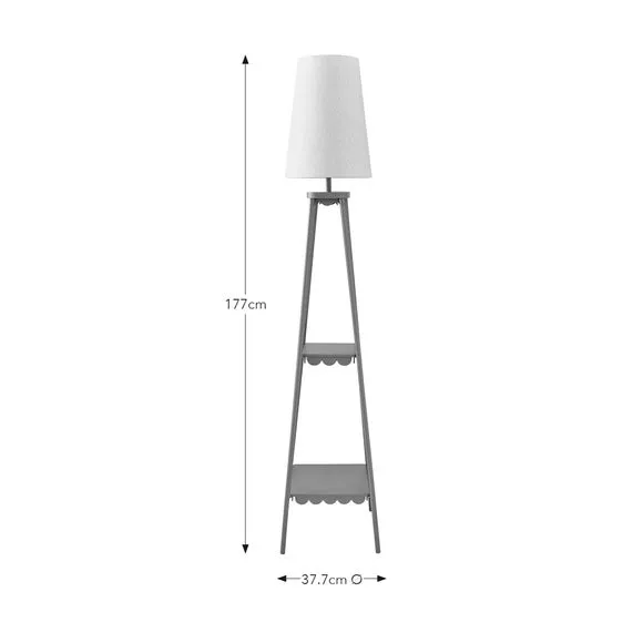 Tripod Floor Lamp with Shelves - Green, Metal