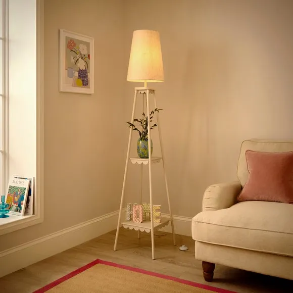 Tripod Floor Lamp with Shelves - Natural, Metal