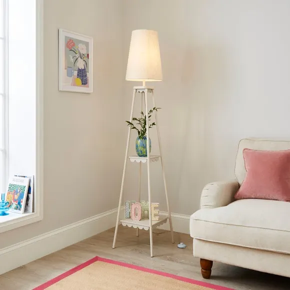 Tripod Floor Lamp with Shelves - Natural, Metal