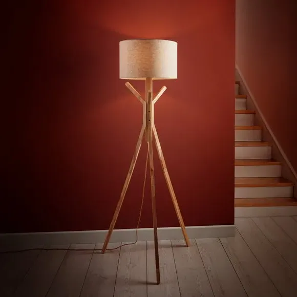 Tripod Floor Lamp with Switch - Wood