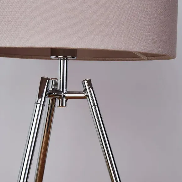 Tripod Table Lamp - Grey, Chrome Metal