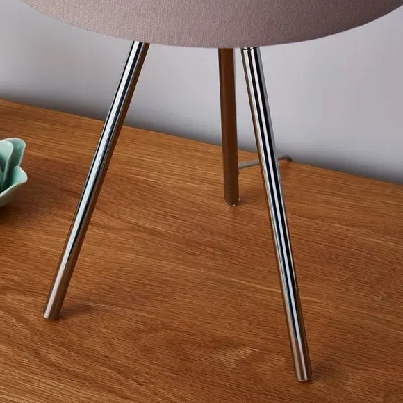 Tripod Table Lamp - Grey, Chrome Metal