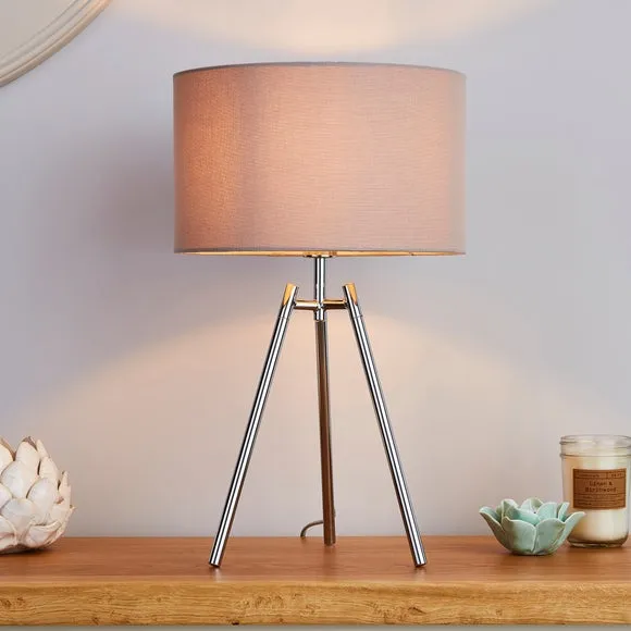 Tripod Table Lamp - Grey, Chrome Metal image