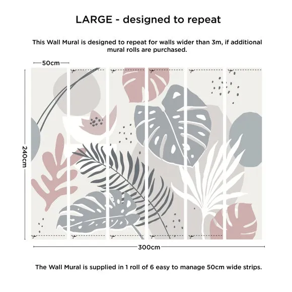 Tropical Abstract Wall Mural - Grey