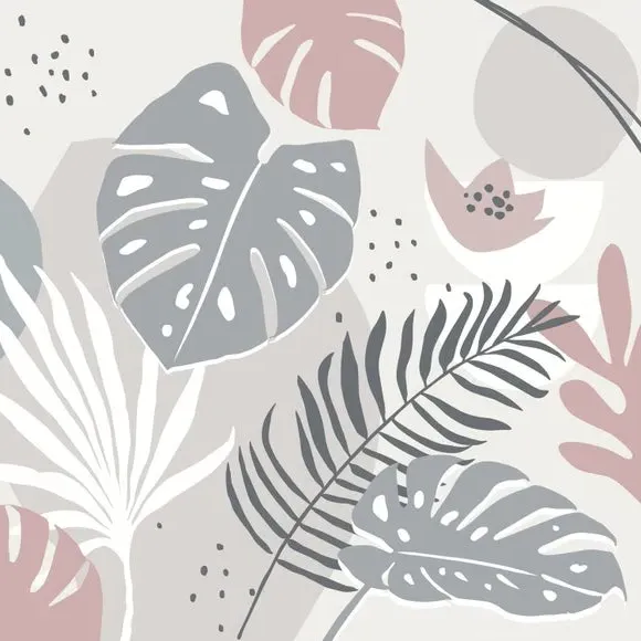 Tropical Abstract Wall Mural - Grey