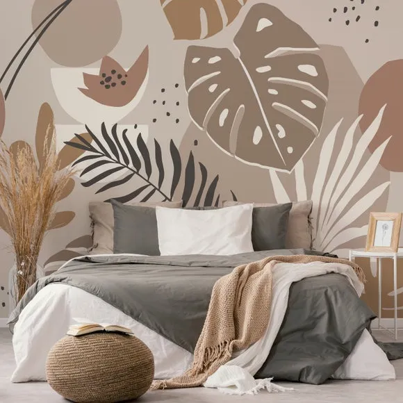 Tropical Abstract Wall Mural - Natural