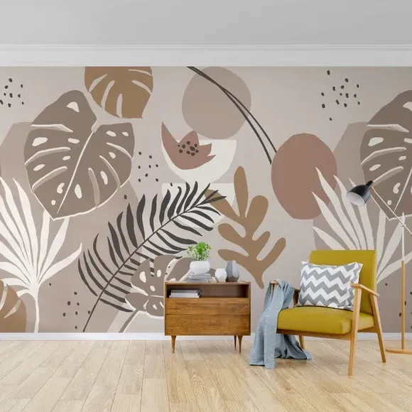 Tropical Abstract Wall Mural - Natural