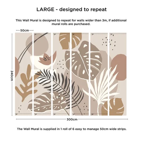 Tropical Abstract Wall Mural - Natural