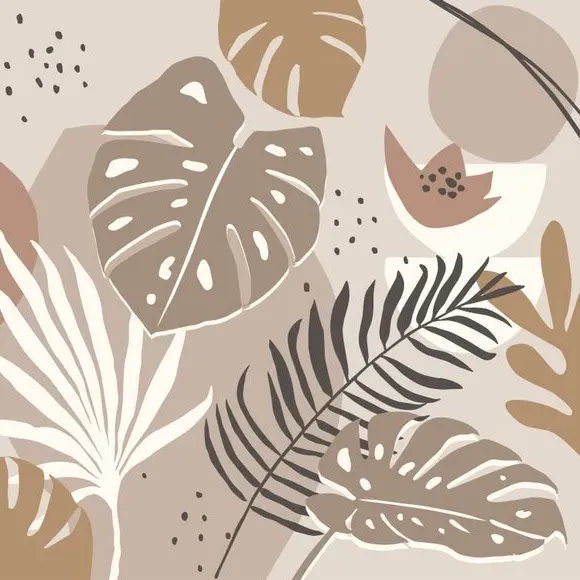 Tropical Abstract Wall Mural - Natural