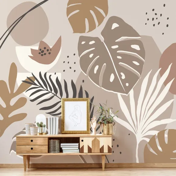 Tropical Abstract Wall Mural - Natural