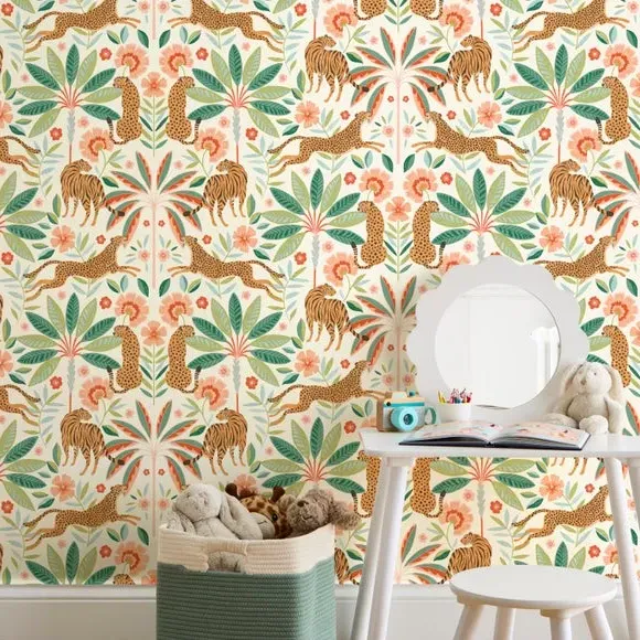 Tropical Cats Wallpaper - Multicolor