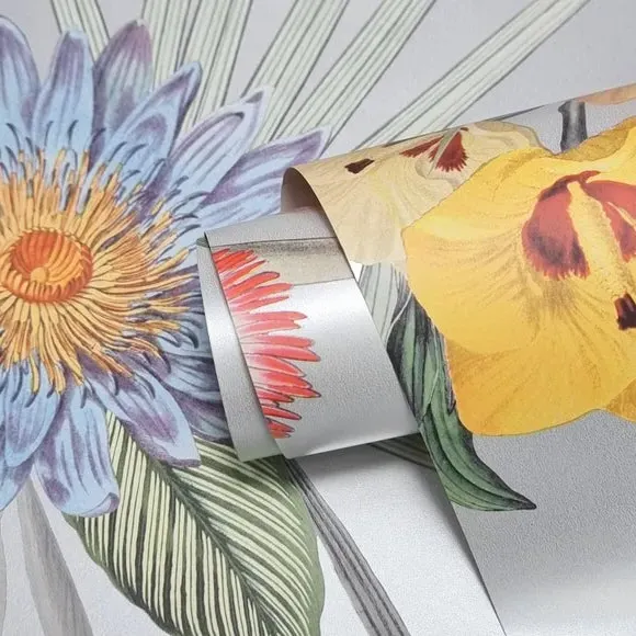 Tropical Floral Wallpaper - Blue