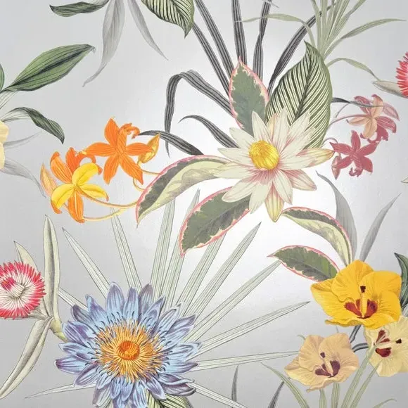 Tropical Floral Wallpaper - Blue
