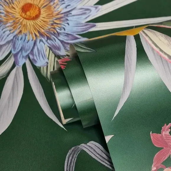 Tropical Floral Wallpaper - Green