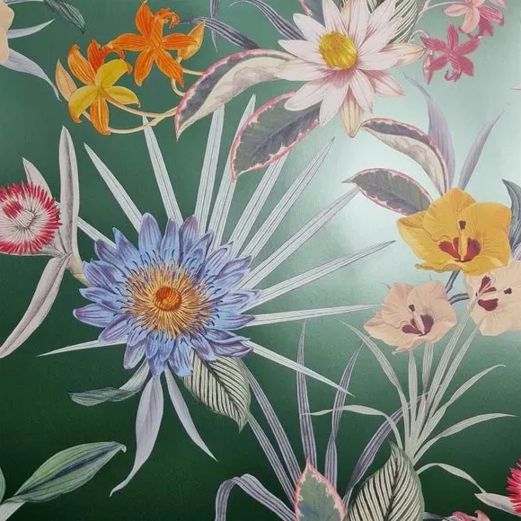 Tropical Floral Wallpaper - Green