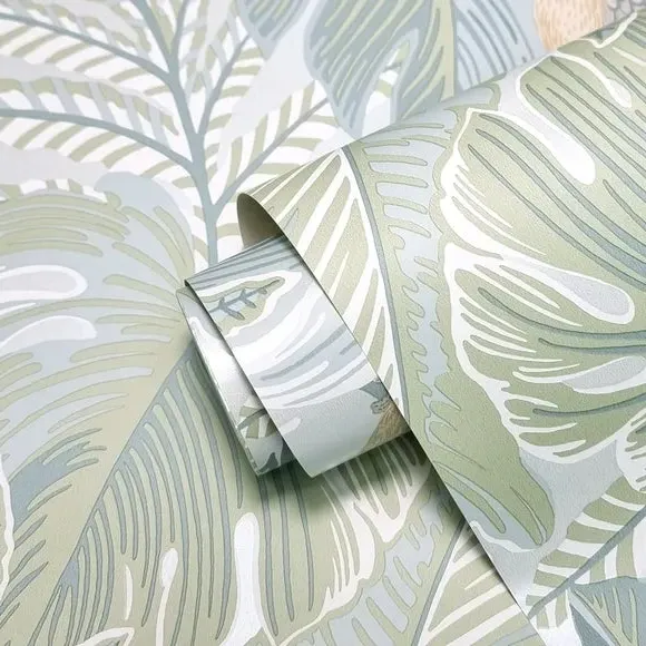 Tropical Floral Wallpaper - Grey
