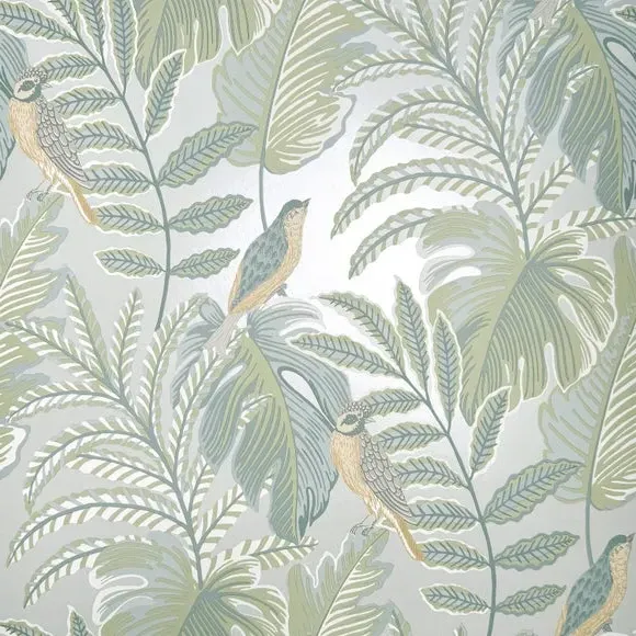 Tropical Floral Wallpaper - Grey
