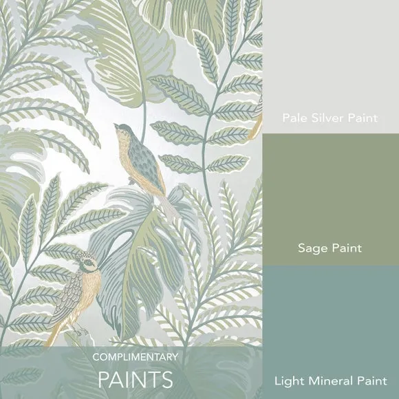 Tropical Floral Wallpaper - Grey