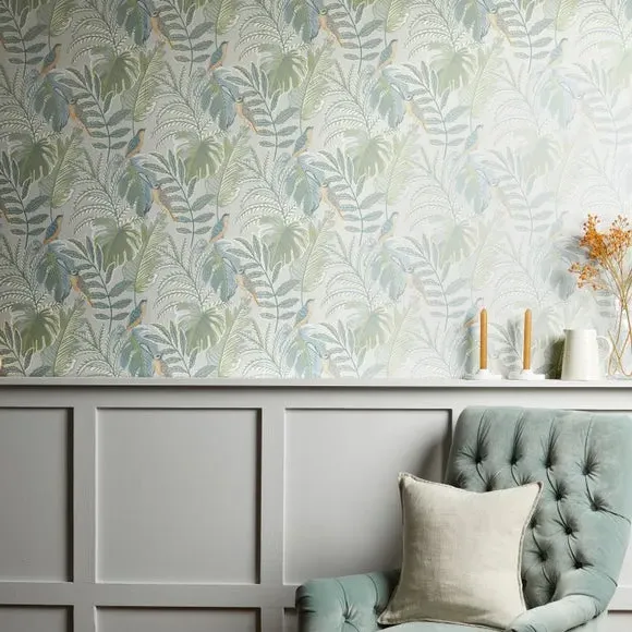 Tropical Floral Wallpaper - Grey