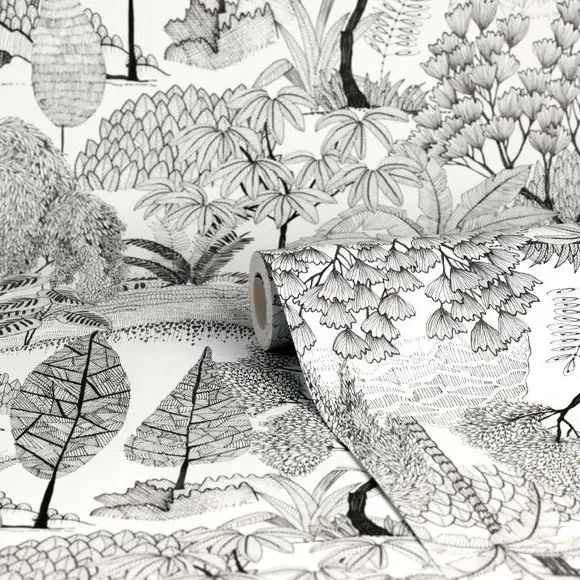 Tropical Island Wallpaper - Black