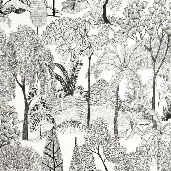 Tropical Island Wallpaper - Black