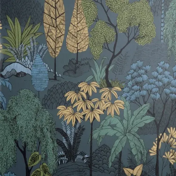 Tropical Island Wallpaper - Navy