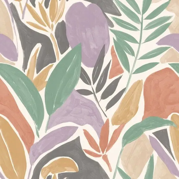 Tropical Leaf Wallpaper - Multicolor, Paper