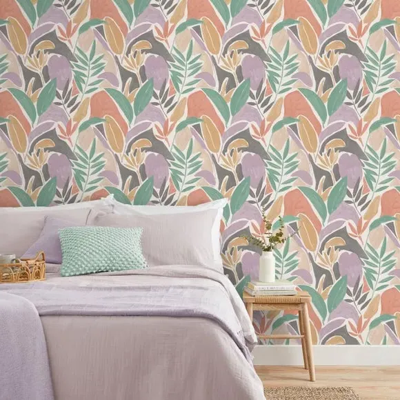 Tropical Leaf Wallpaper - Multicolor, Paper