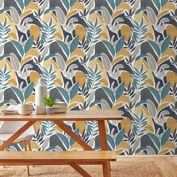 Tropical Leaf Wallpaper - Ochre, Paper