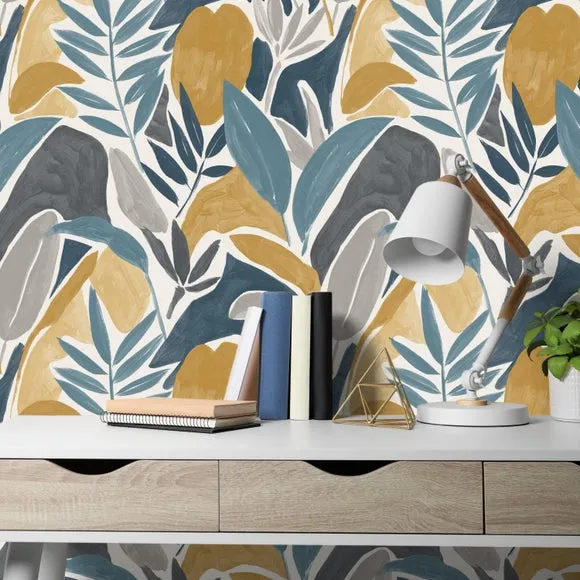 Tropical Leaf Wallpaper - Ochre, Paper
