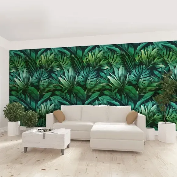 Tropical Leaves Wall Mural - Green