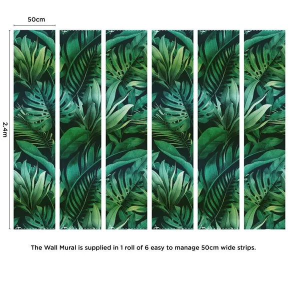 Tropical Leaves Wall Mural - Green