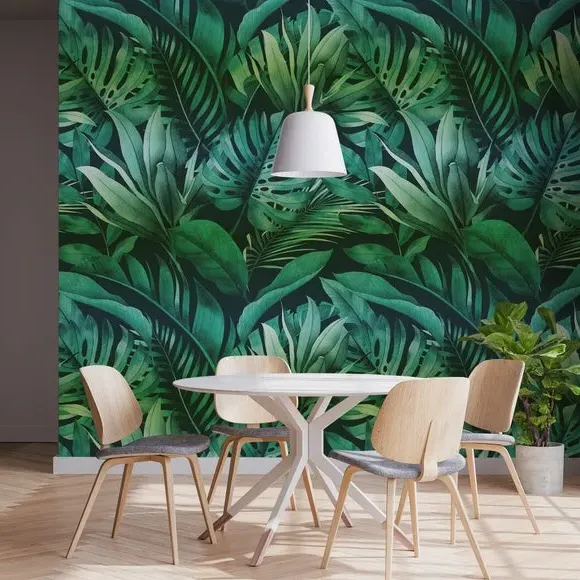Tropical Leaves Wall Mural - Green image