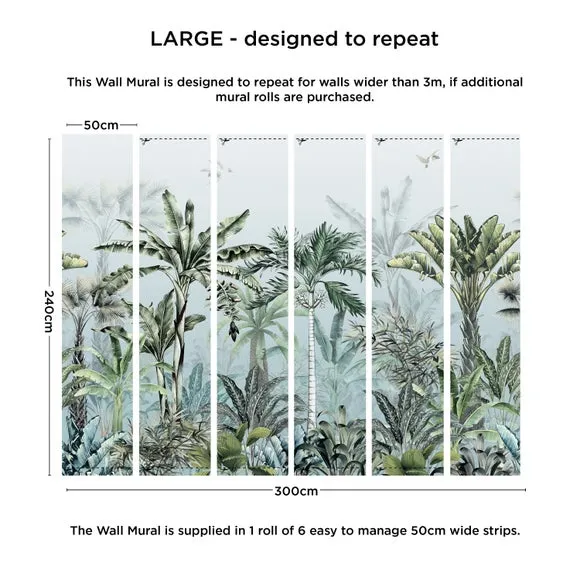 Tropical Oasis Wall Mural - Mineral, Non-Woven