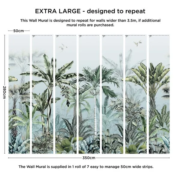 Tropical Oasis Wall Mural - Mineral, Non-Woven
