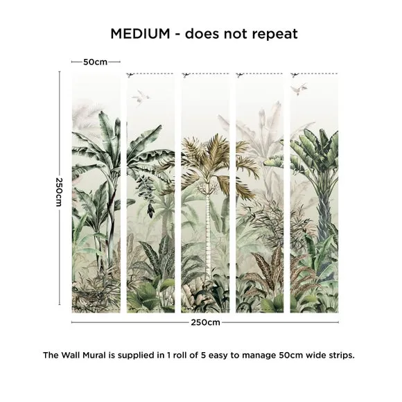 Tropical Oasis Wall Mural - Sage, Non-Woven