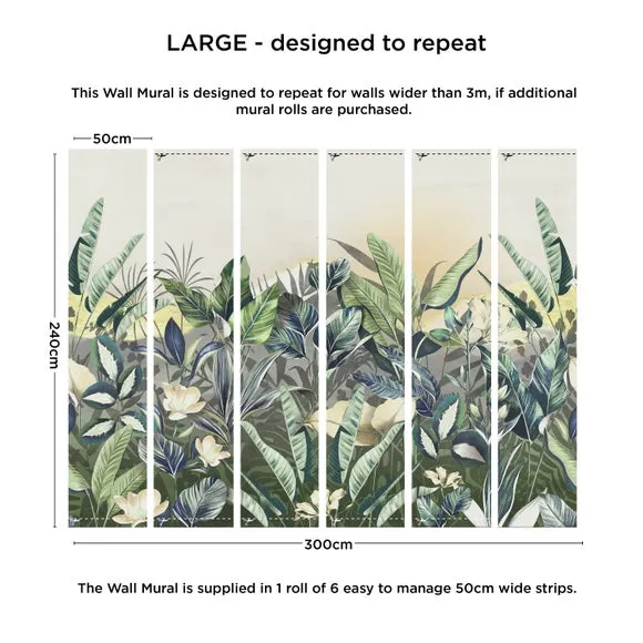 Tropical Wall Mural - Green, Non-Woven