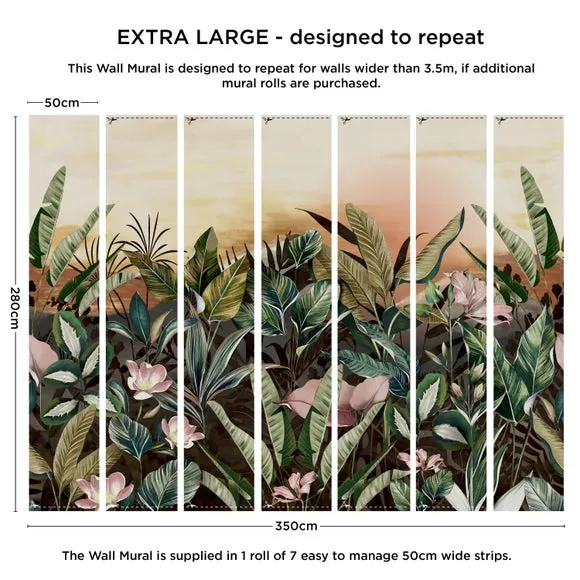 Tropical Wall Mural - Multicolor, Non-Woven
