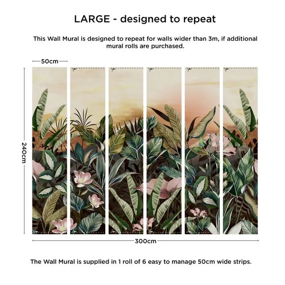 Tropical Wall Mural - Multicolor, Non-Woven
